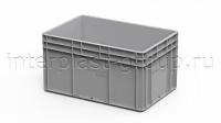 Евроконтейнер закрытые ручки/сплошное дно (серый), 600x400x320 мм